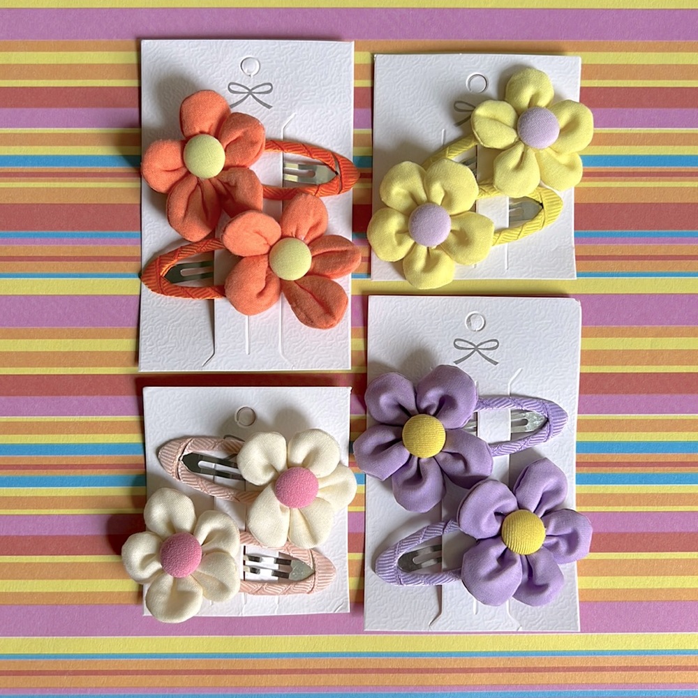 Little Girls Flower Hair Clip Bundle NEW